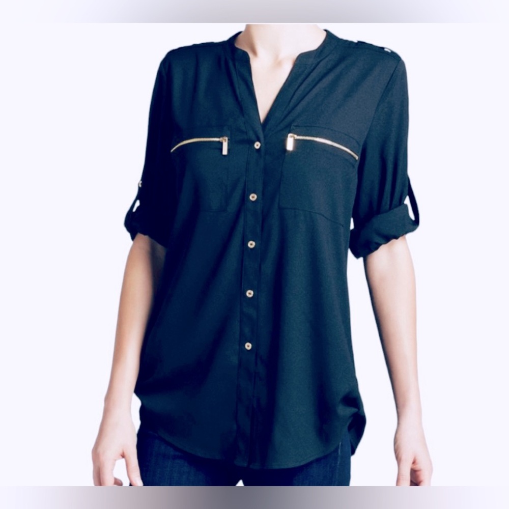Calvin Klein Mandarin Collar Blouse Women’s Size Medium